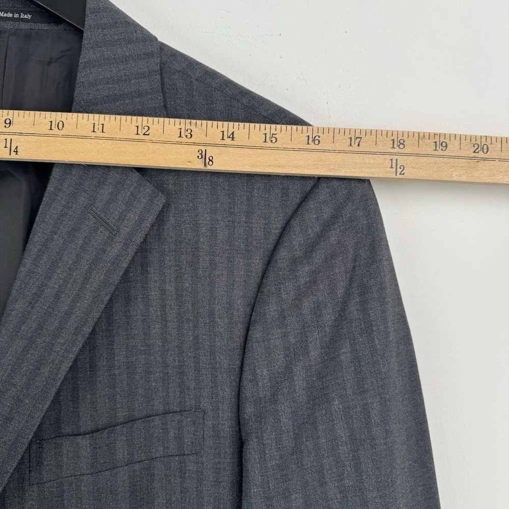 Z Zegna Sport Coat Mens 40R Gray Wool Shadow Stripe Blazer Made in Italy‎ Drop8